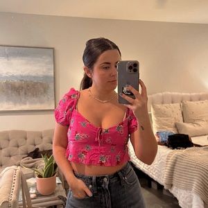 Zara pink floral crop
